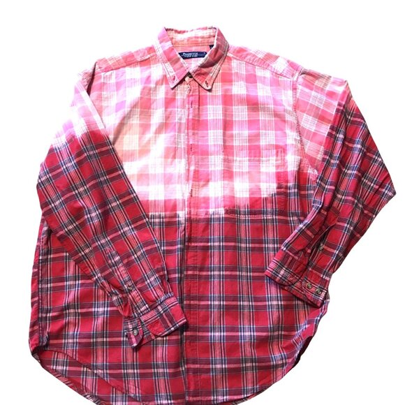 Bleached Plaid Upcycled Shirt: Plus Size Western Top with Inspirational Quote - Picture 2 of 11